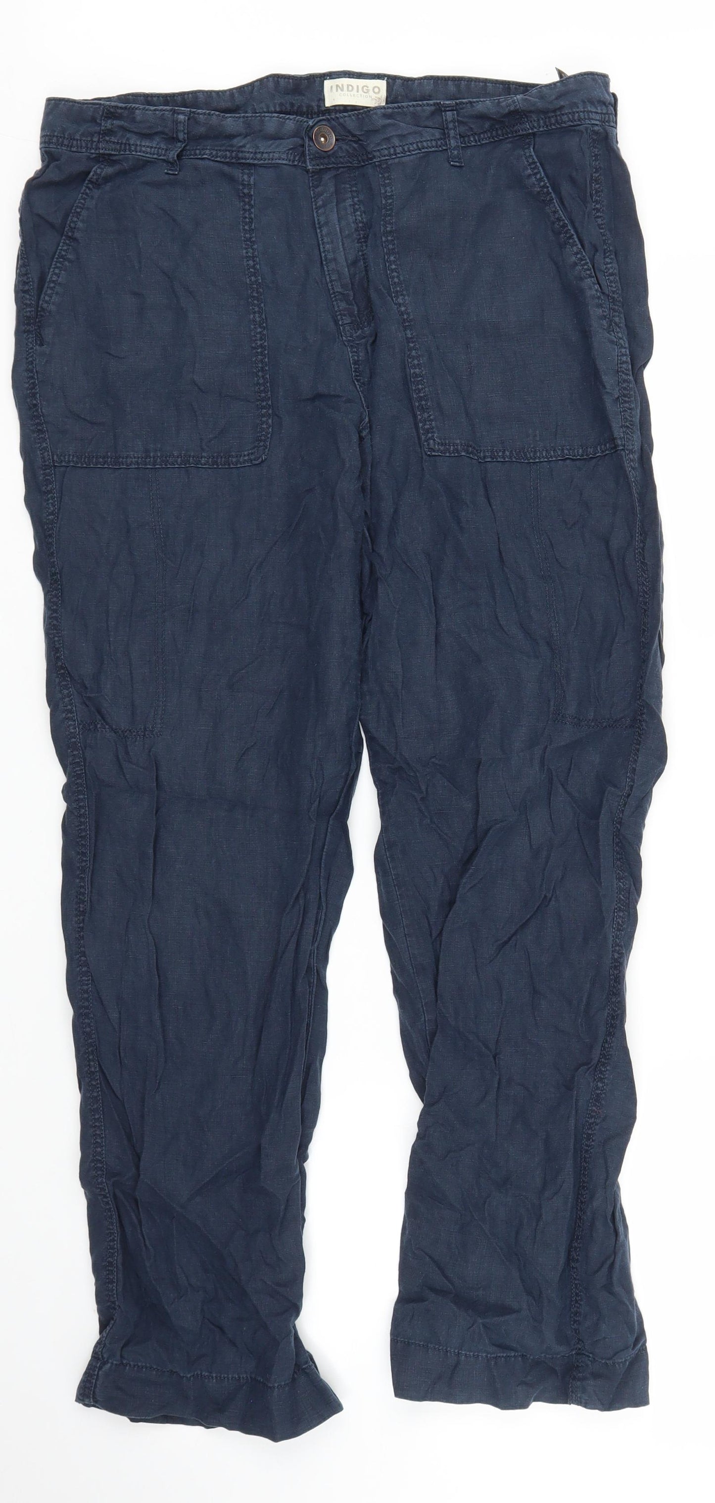 M&S Womens Blue   Trousers  Size 14 L27 in