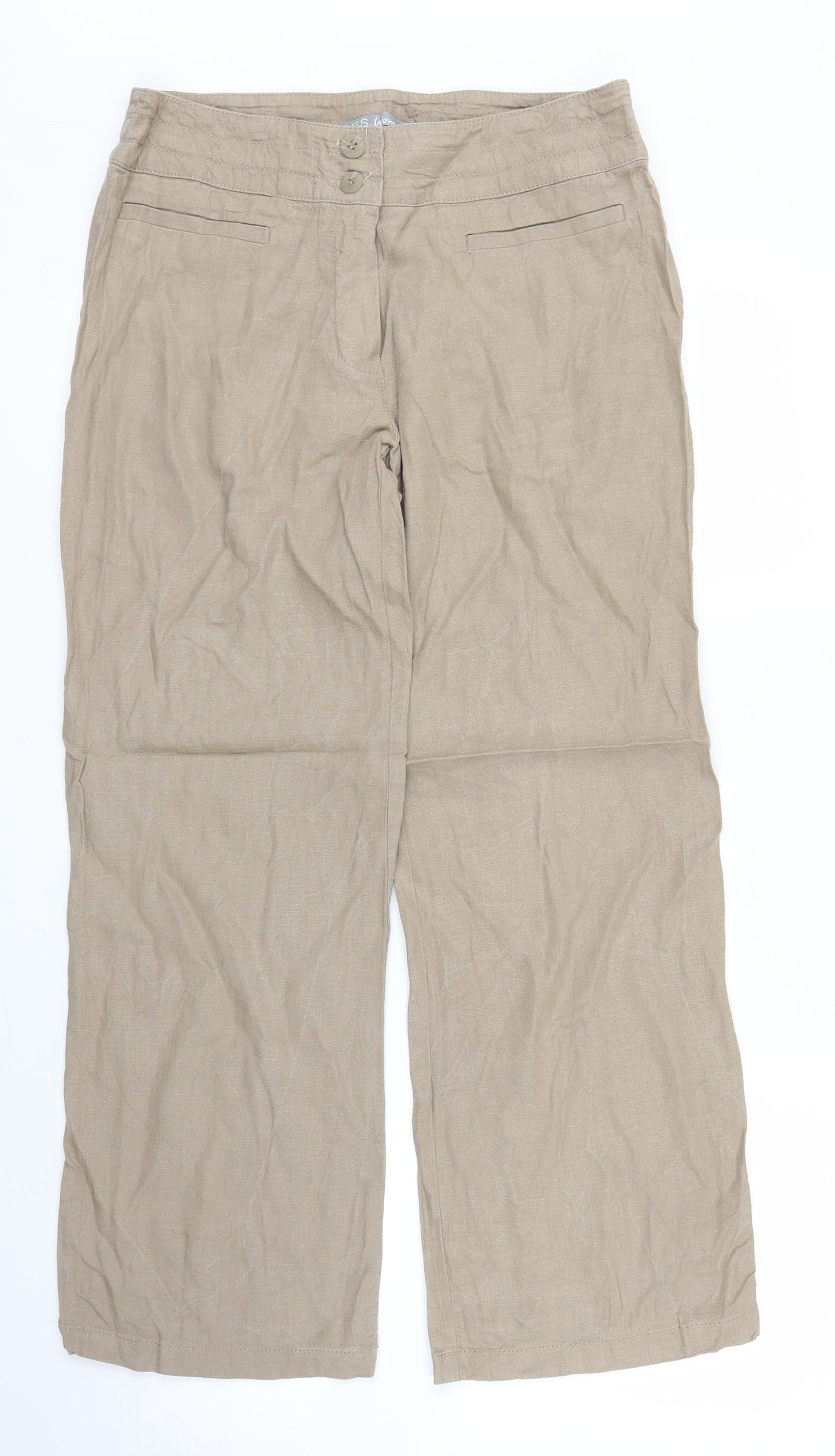 M&S Womens Beige   Trousers  Size 12 L25 in
