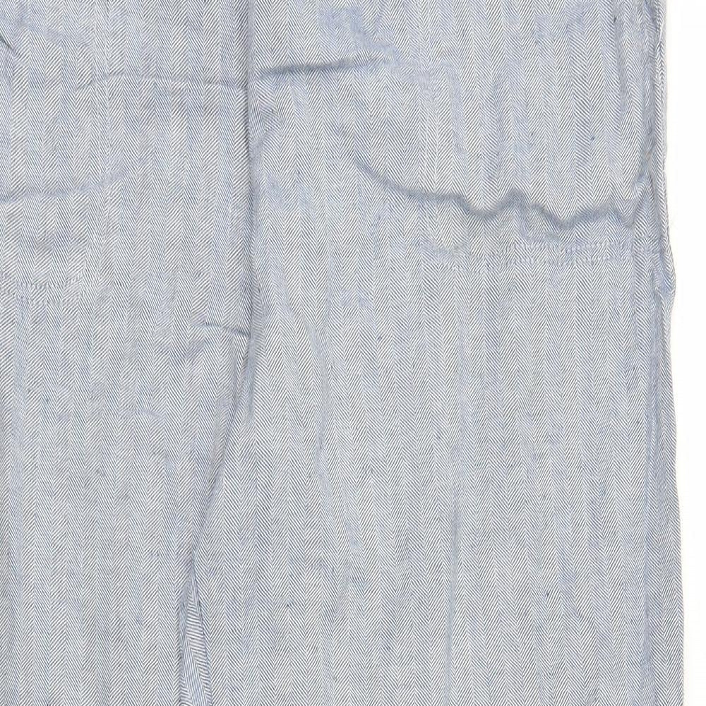 M&S Womens Blue Herringbone  Capri Trousers Size 16 L24 in