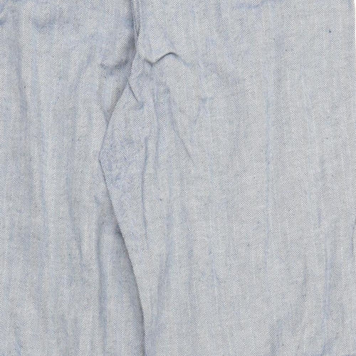 M&S Womens Blue Herringbone  Capri Trousers Size 16 L24 in