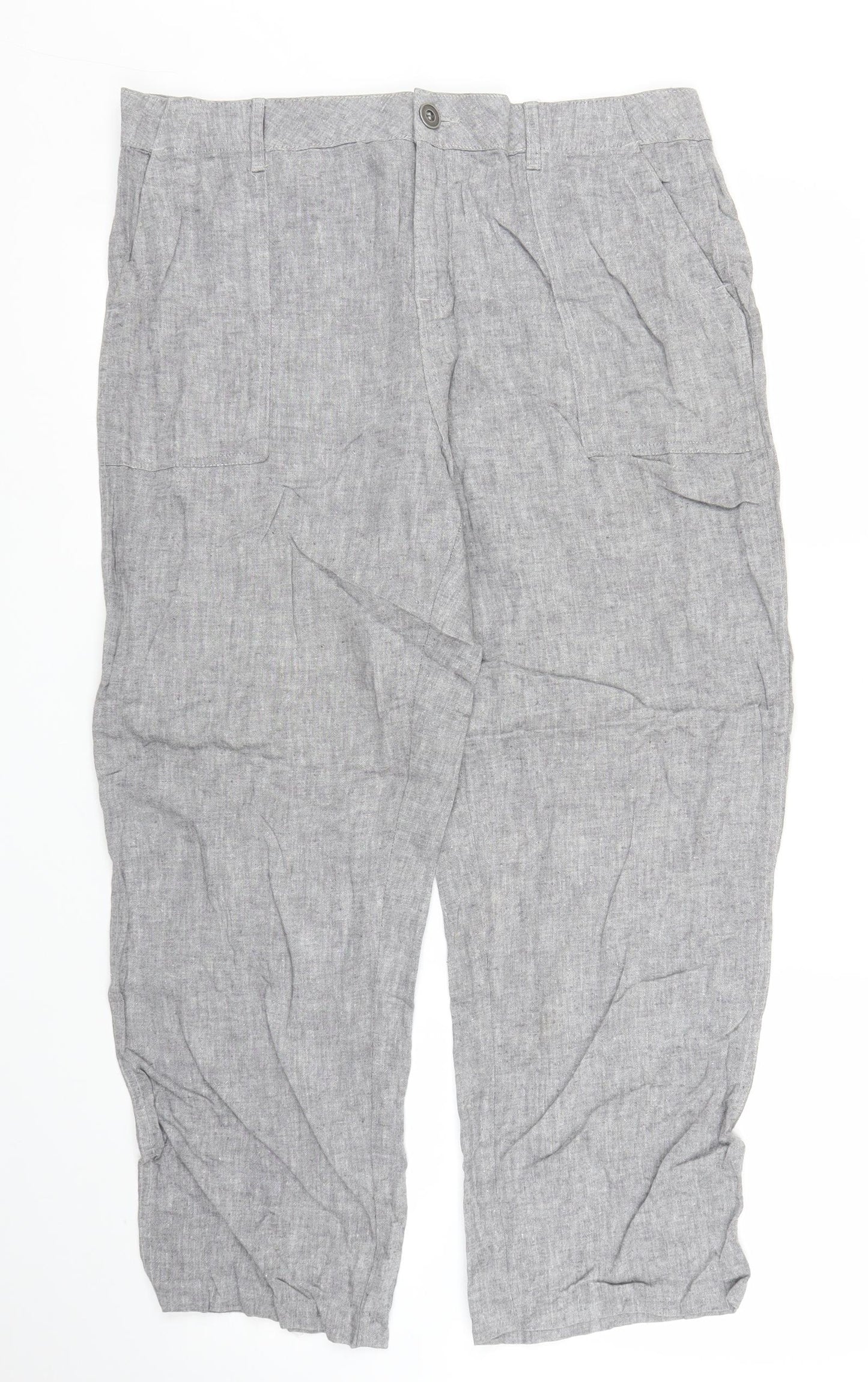 F&F Womens Grey   Capri Trousers Size 14 L25 in