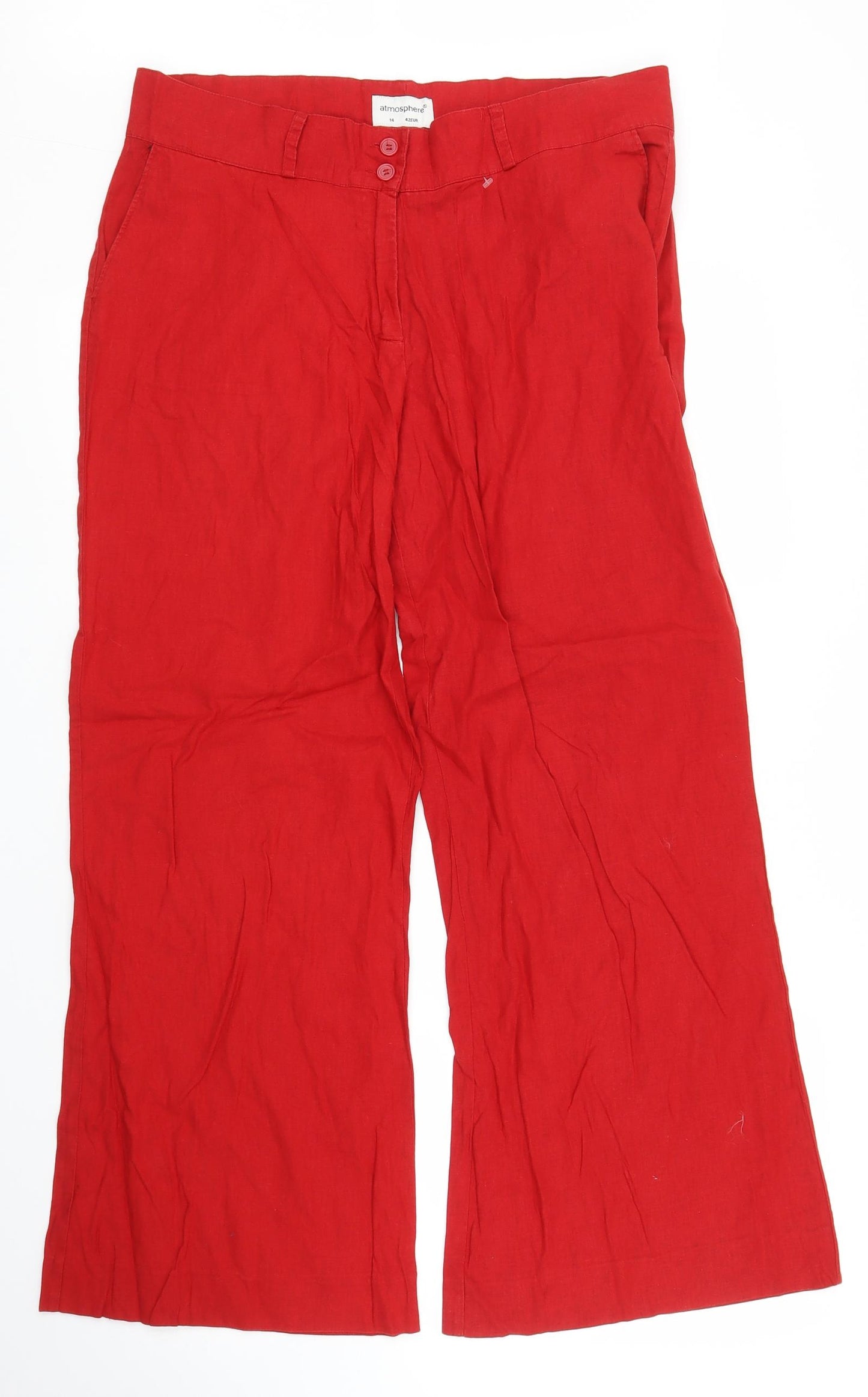 Primark Womens Red   Trousers  Size 14 L28 in