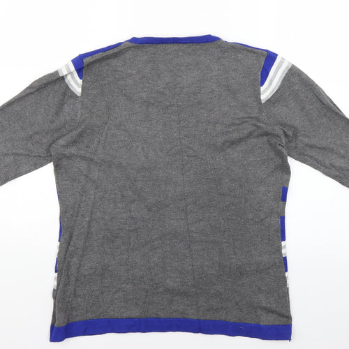 Preworn Womens Grey Striped Knit Pullover Jumper Size M