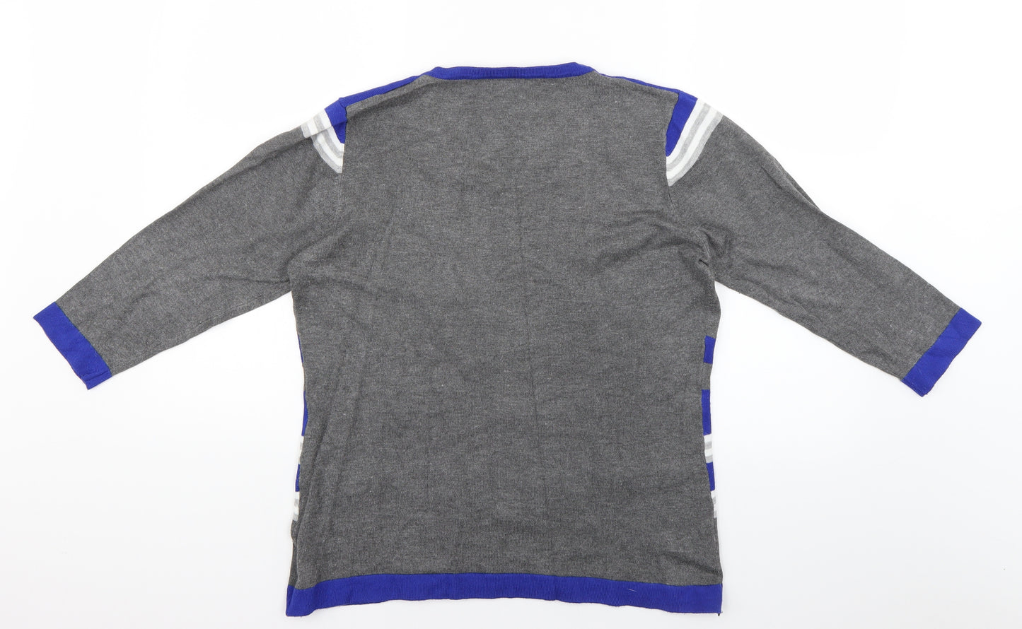 Preworn Womens Grey Striped Knit Pullover Jumper Size M
