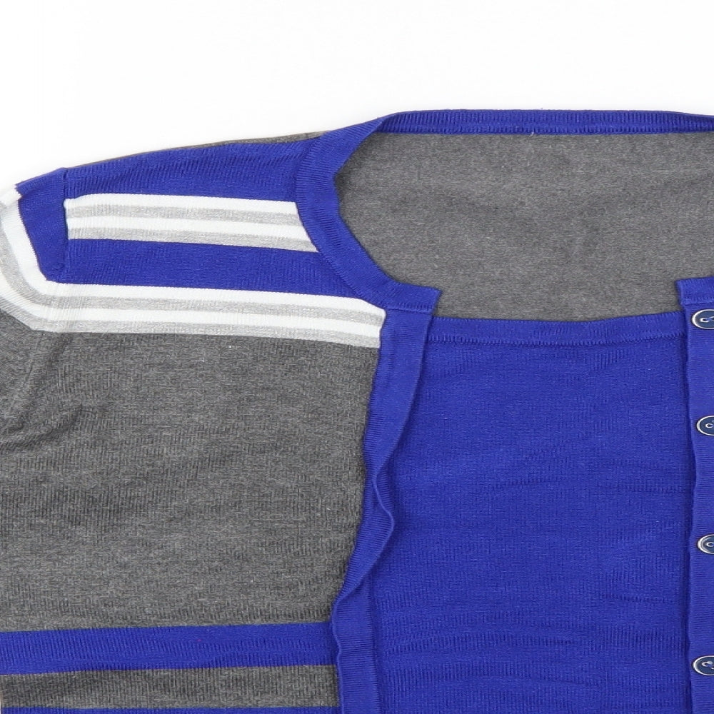 Preworn Womens Grey Striped Knit Pullover Jumper Size M