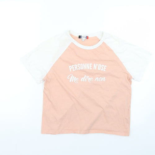 Jennyfer Womens Pink Geometric  Basic T-Shirt Size S