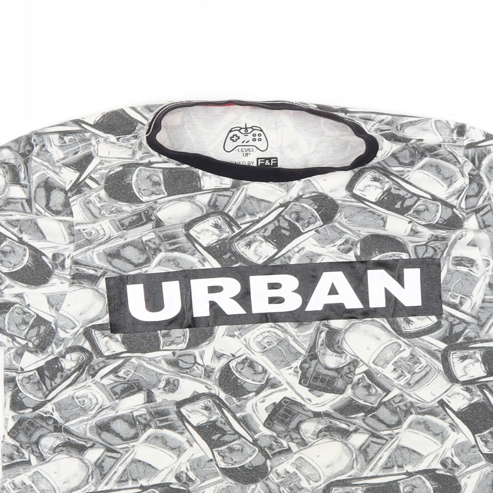 F&F Boys Grey Geometric  Basic T-Shirt Size 11-12 Years
