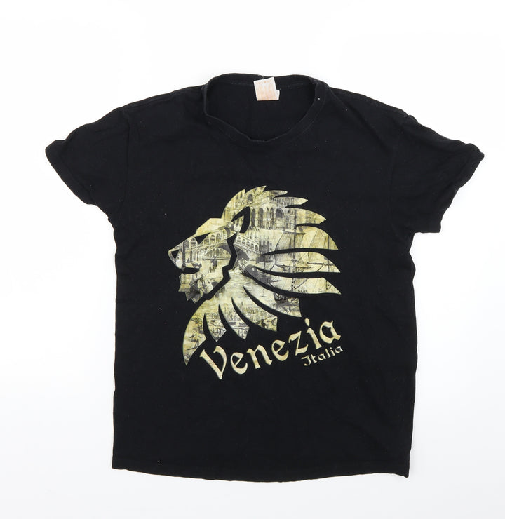 JHK Mens Black Geometric T-Shirt Size S