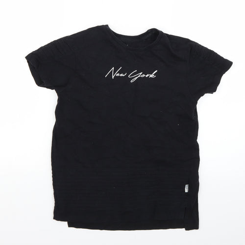 Primark Girls Black Geometric  Basic T-Shirt Size 10-11 Years