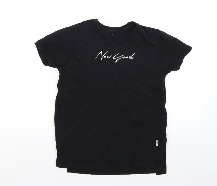 Primark Girls Black Geometric  Basic T-Shirt Size 10-11 Years