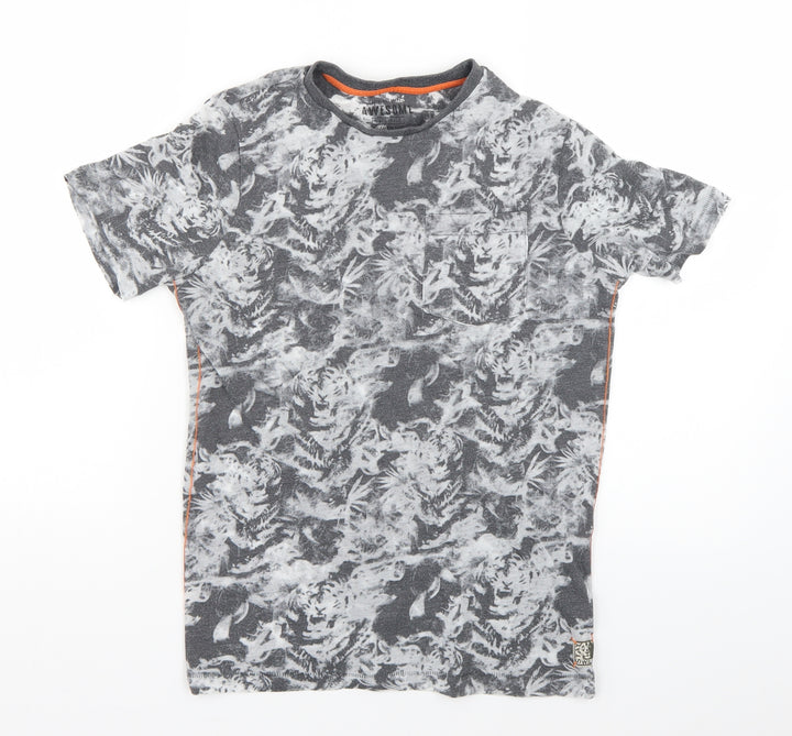 F&F Boys Grey Geometric  Basic T-Shirt Size 9-10 Years