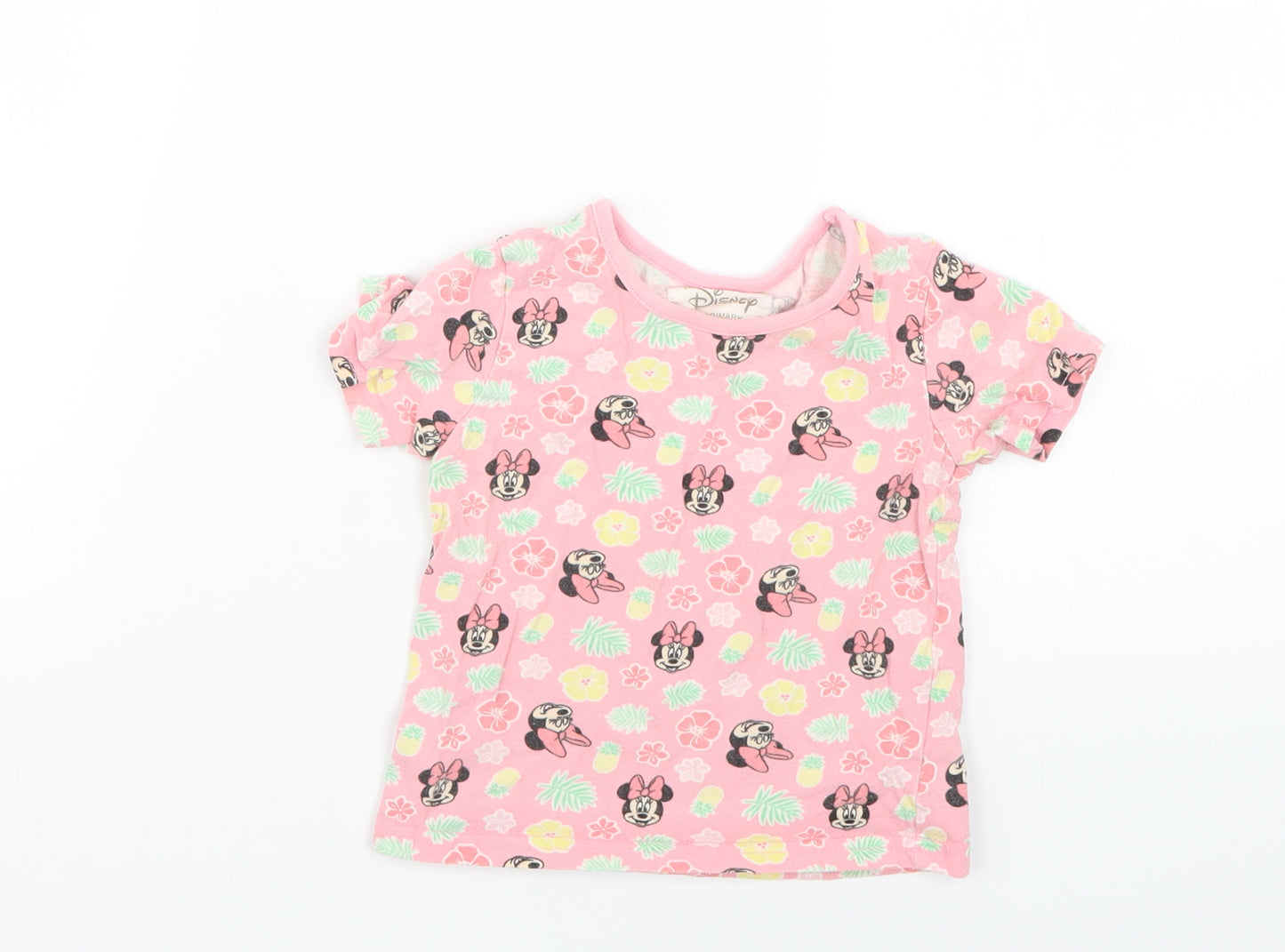 Primark Baby Pink Geometric  Basic T-Shirt Size 12-18 Months  - Disney