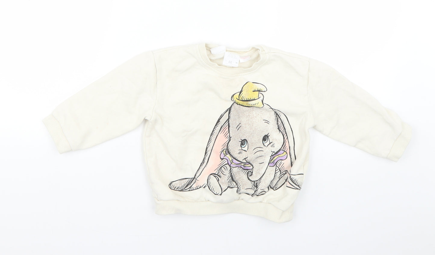 Zara Girls White Geometric Knit Pullover Jumper Size 2-3 Years  - disney