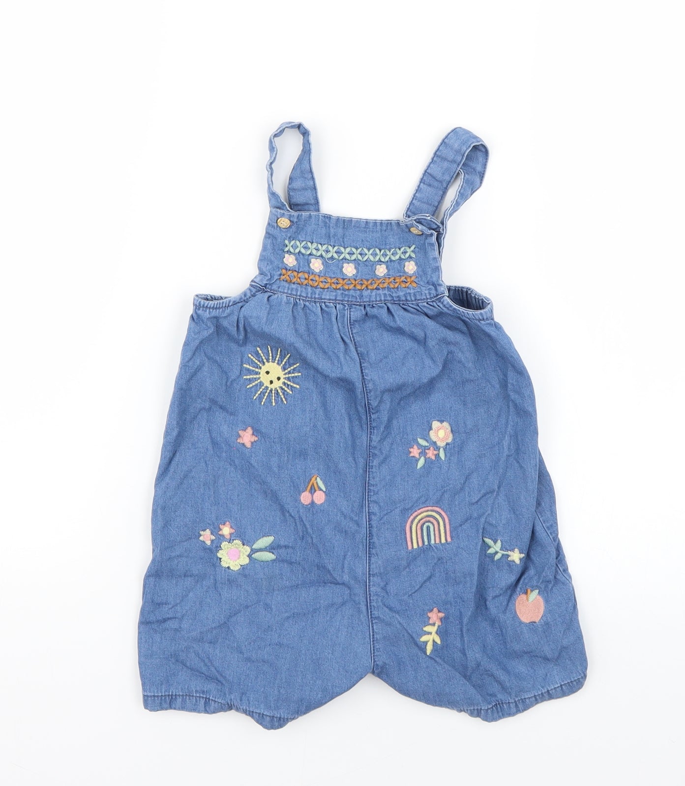 Nutmeg Baby Blue Geometric  Dungaree One-Piece Size 18-24 Months