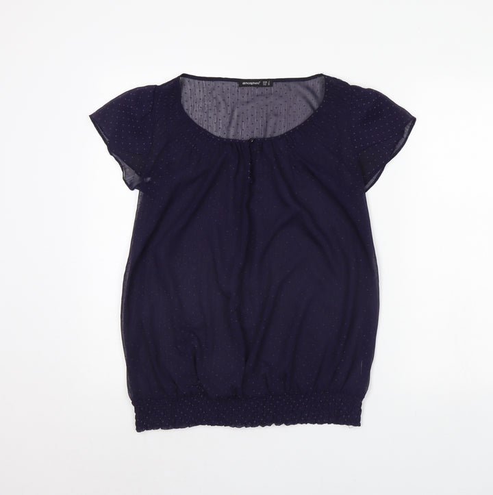 Atmosphere Womens Blue Polka Dot  Basic Blouse Size 8