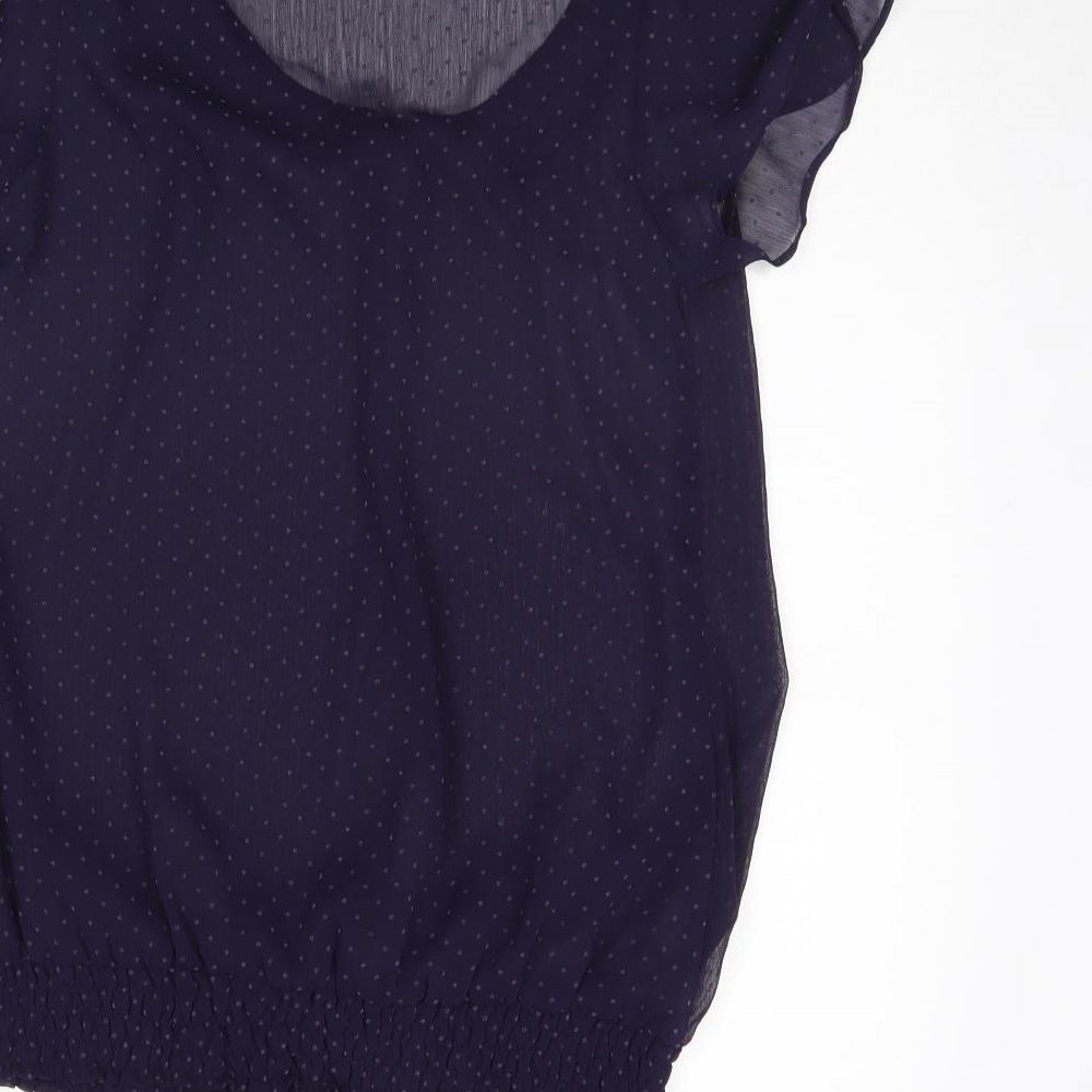 Atmosphere Womens Blue Polka Dot  Basic Blouse Size 8