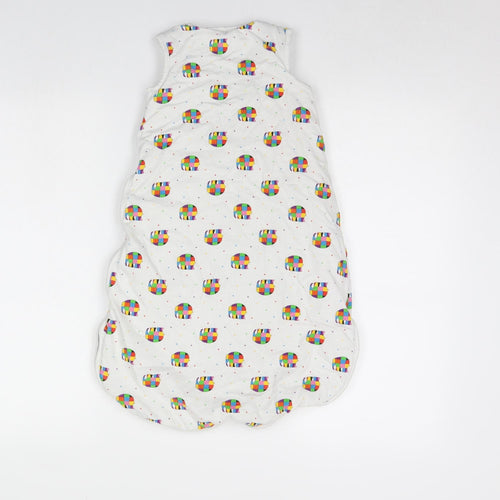 TU Baby White Polka Dot  Coverall One-Piece Size 6-9 Months  - Elmer The Elephant