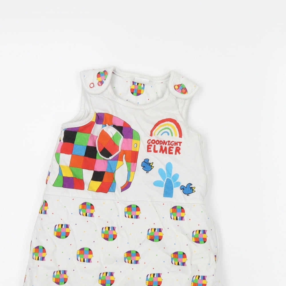 TU Baby White Polka Dot  Coverall One-Piece Size 6-9 Months  - Elmer The Elephant