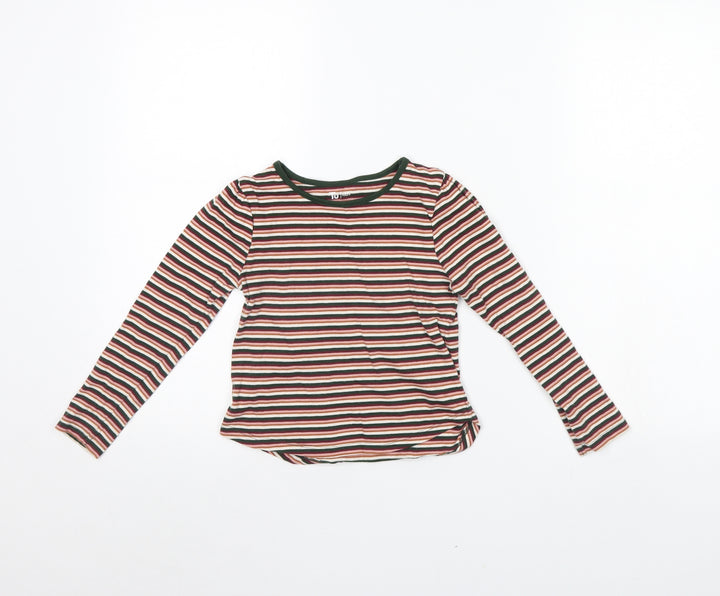 TU Girls Brown Striped Basic T-Shirt Size 6 Years