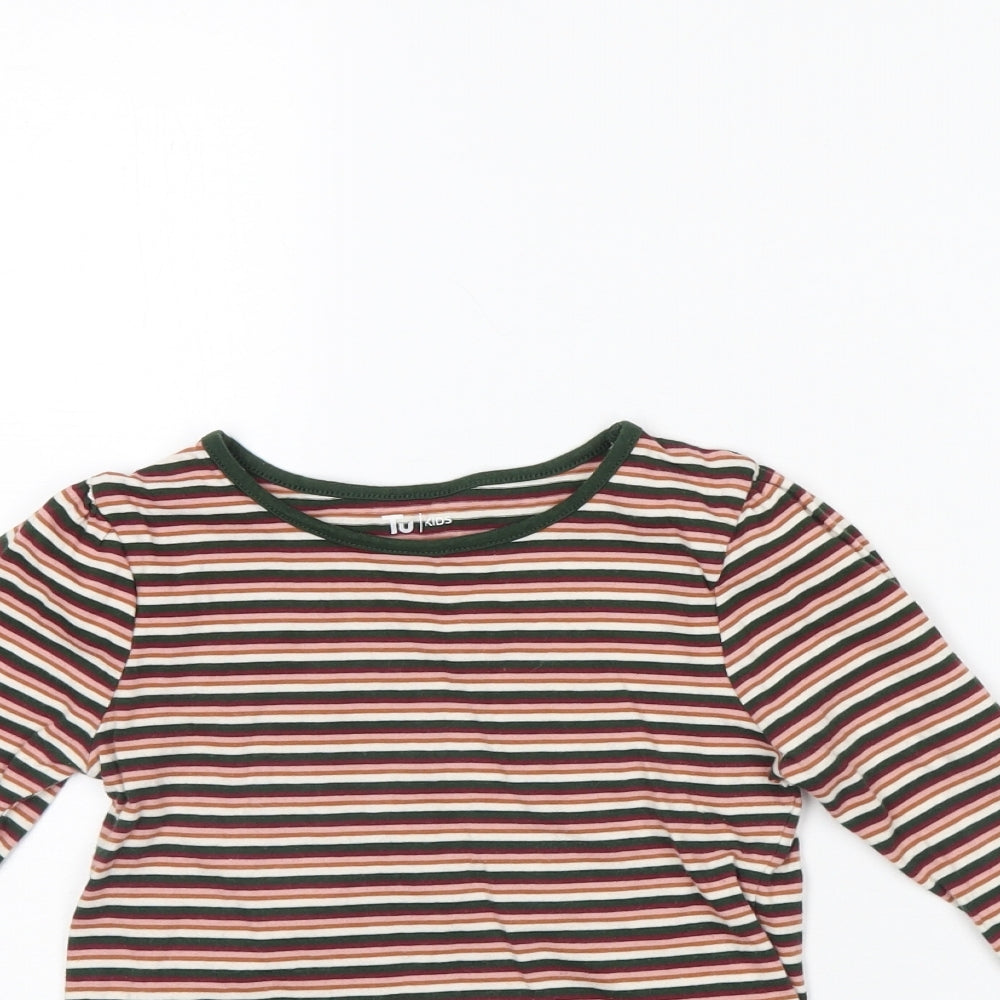 TU Girls Brown Striped  Basic T-Shirt Size 6 Years