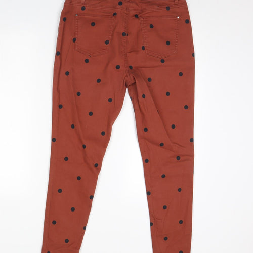 TU Womens Brown Polka Dot Denim Skinny Jeans Size 14 L28 in