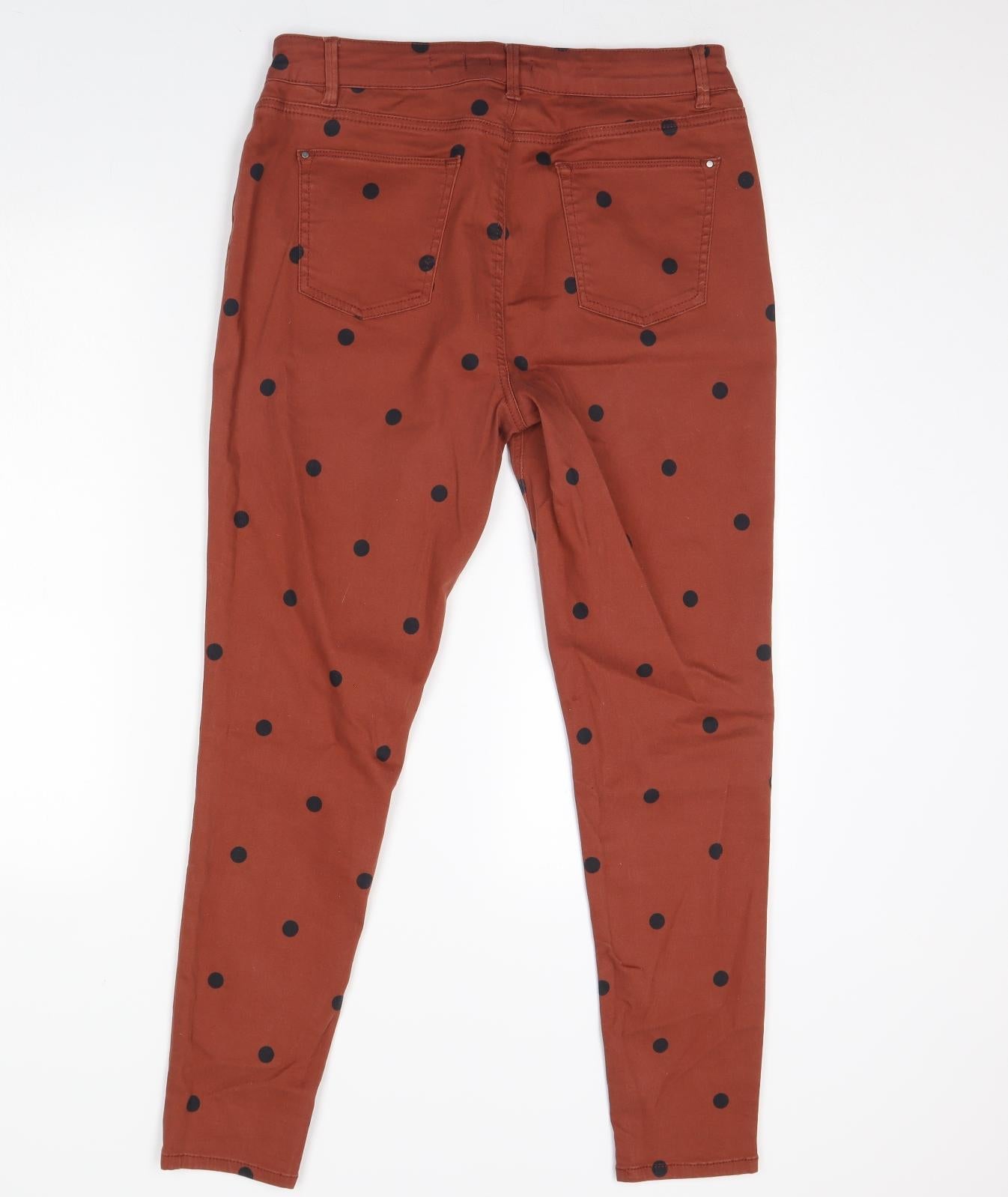 TU Womens Brown Polka Dot Denim Skinny Jeans Size 14 L28 in