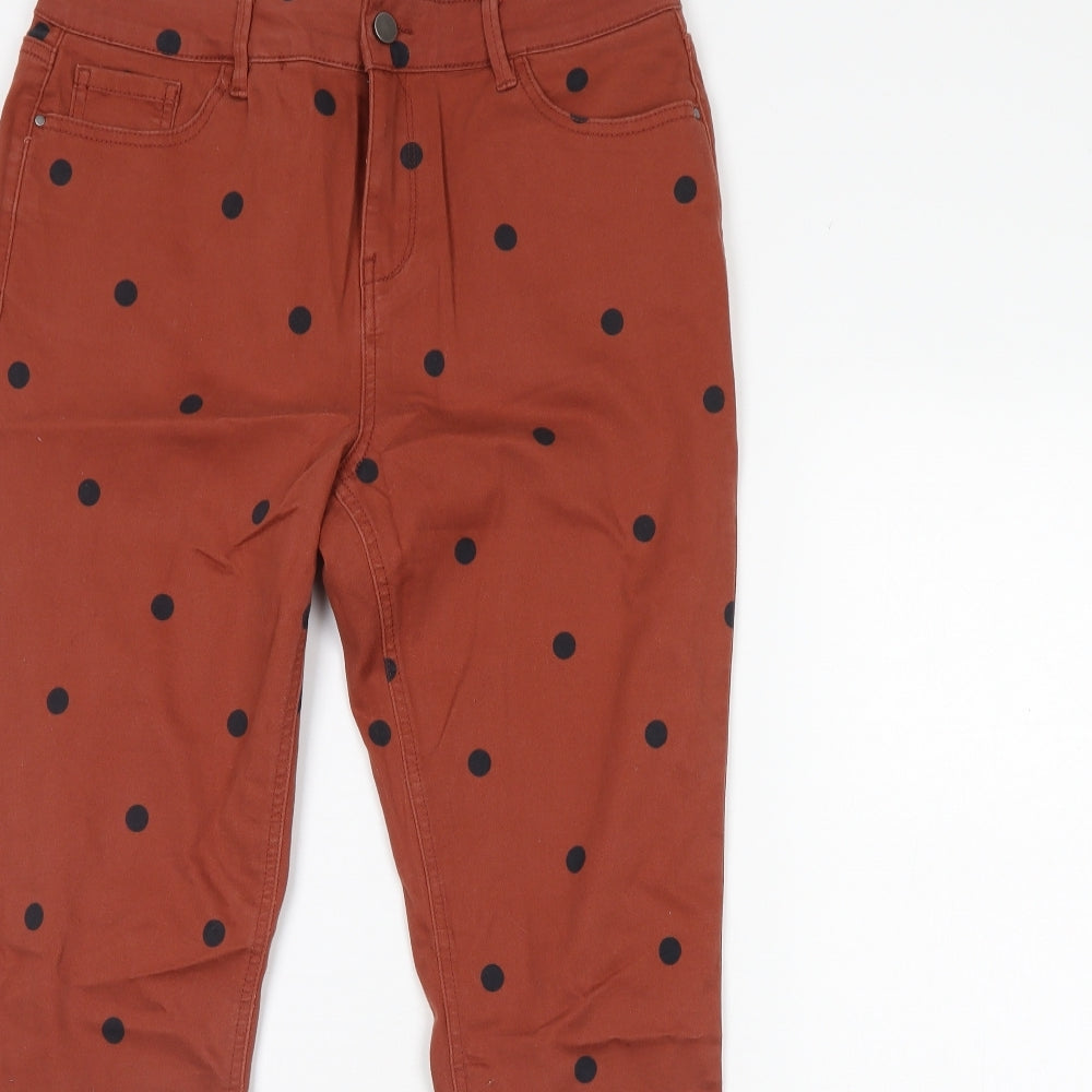 TU Womens Brown Polka Dot Denim Skinny Jeans Size 14 L28 in