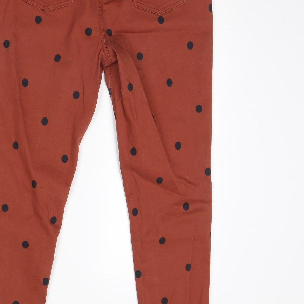 TU Womens Brown Polka Dot Denim Skinny Jeans Size 14 L28 in