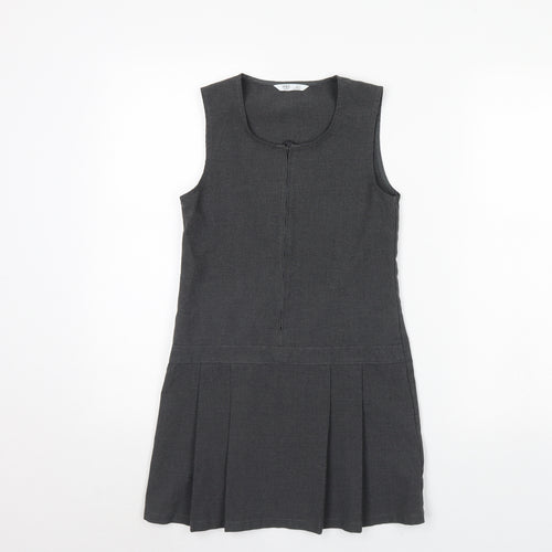M&S Girls Grey   Pinafore/Dungaree Dress  Size 8 Years  - School
