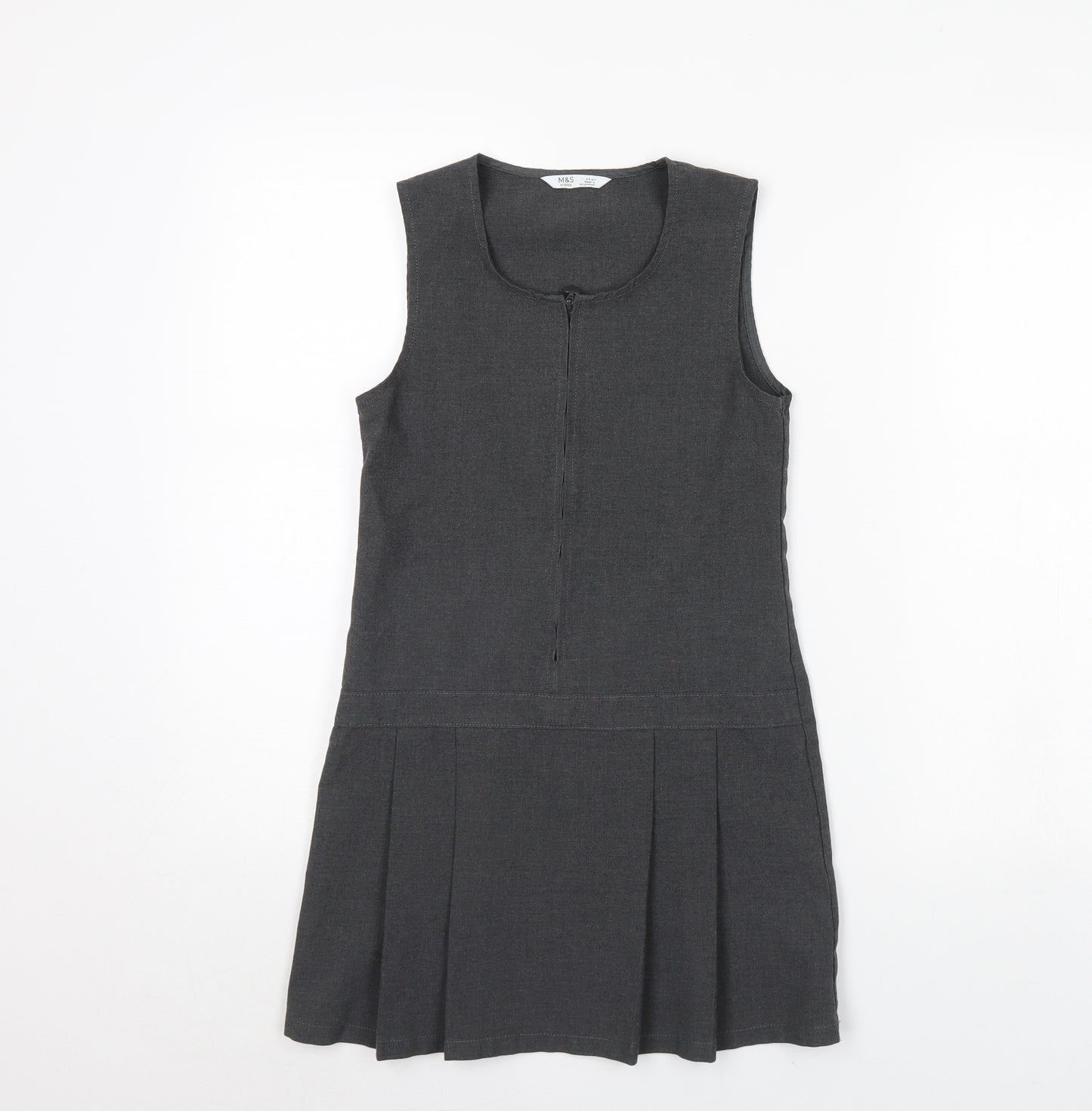 M&S Girls Grey   Pinafore/Dungaree Dress  Size 8 Years  - School