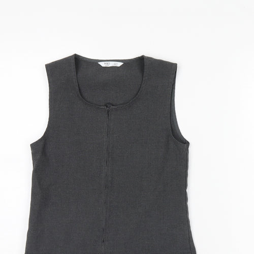 M&S Girls Grey   Pinafore/Dungaree Dress  Size 8 Years  - School