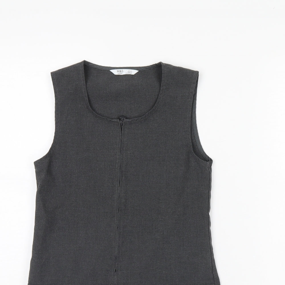 M&S Girls Grey   Pinafore/Dungaree Dress  Size 8 Years  - School
