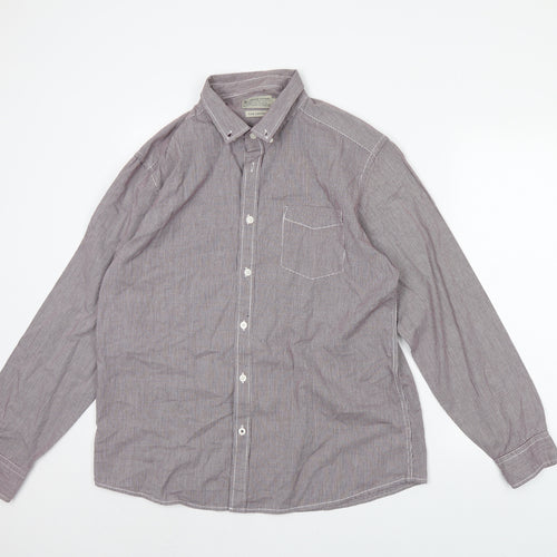 TU Mens Purple Check   Dress Shirt Size L