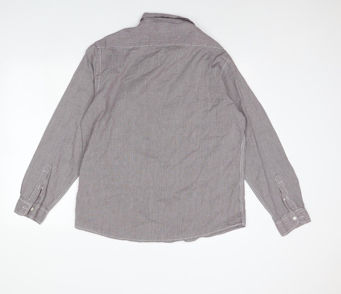TU Mens Purple Check   Dress Shirt Size L