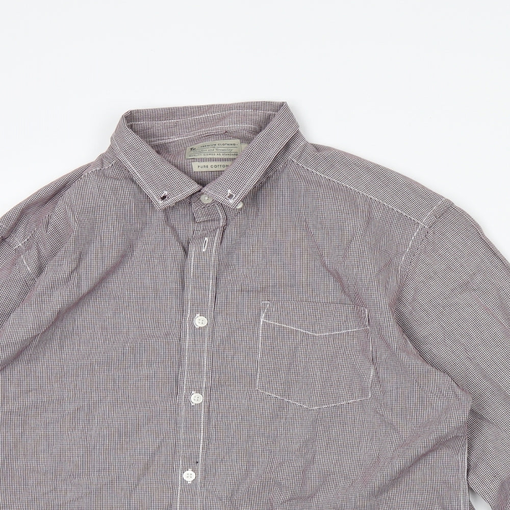 TU Mens Purple Check   Dress Shirt Size L