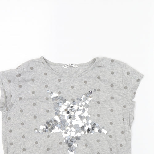 love me forever Girls Grey Polka Dot  Basic T-Shirt Size 12 Years