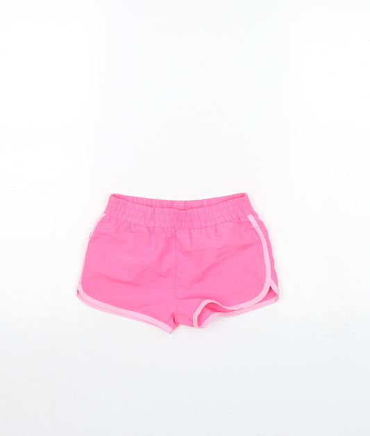 Front view of Evie girls’ pink sweat shorts, size 5, years