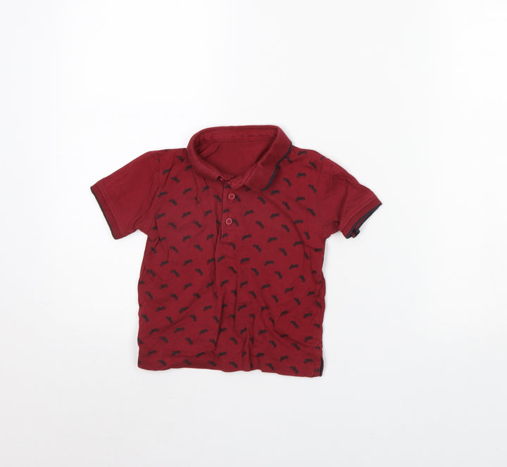 Preworn Boys Red   Basic Polo Size 2 Years  - Motorbike