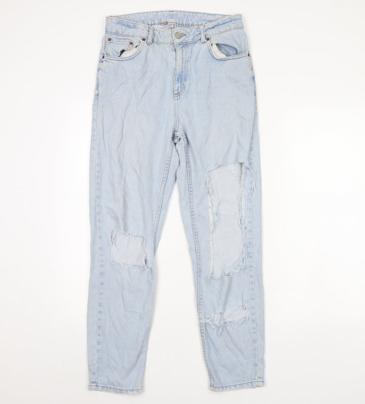 Topshop Womens Blue Denim Straight Jeans Size 28 L30 in