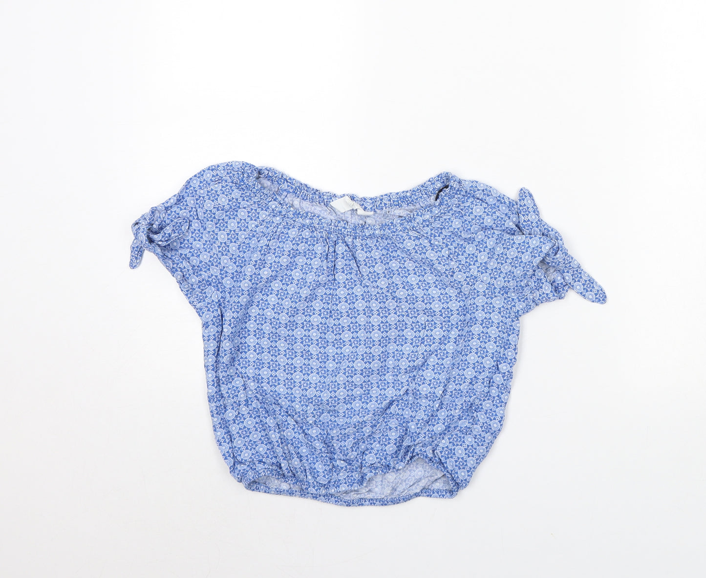 H&M Girls Blue Geometric  Cropped T-Shirt Size 10 Years