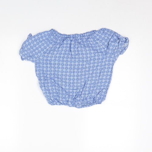 H&M Girls Blue Geometric  Cropped T-Shirt Size 10 Years