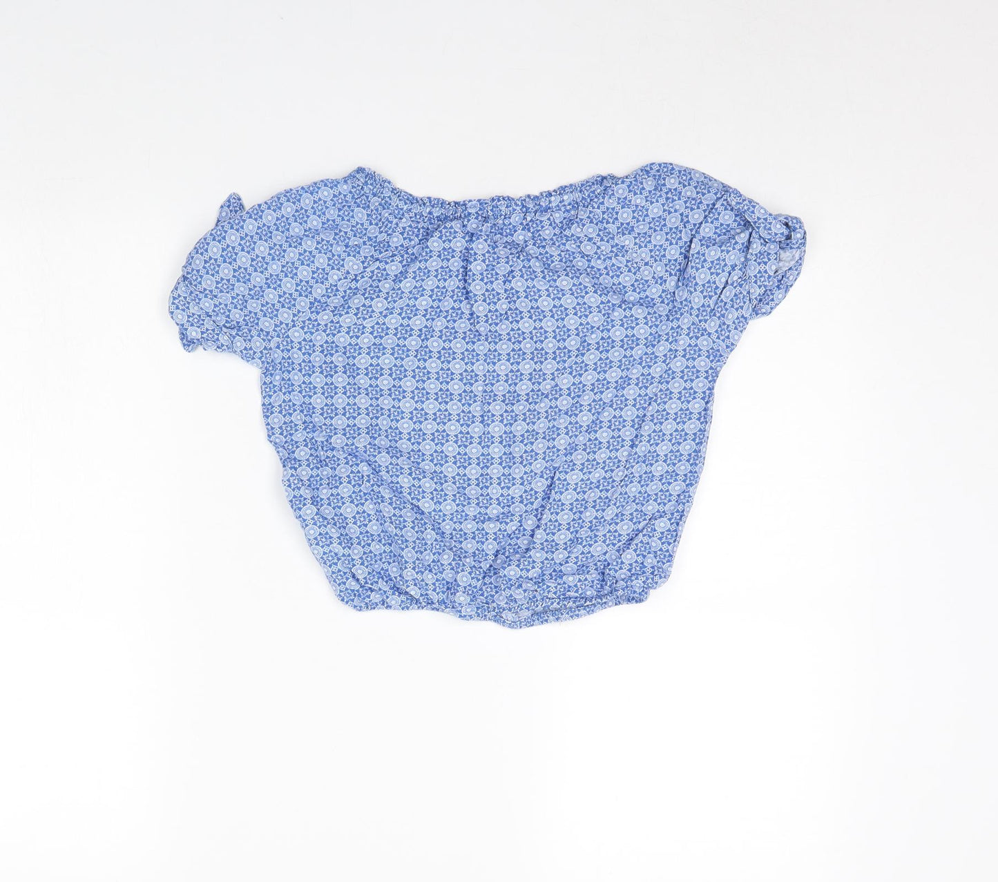 H&M Girls Blue Geometric  Cropped T-Shirt Size 10 Years