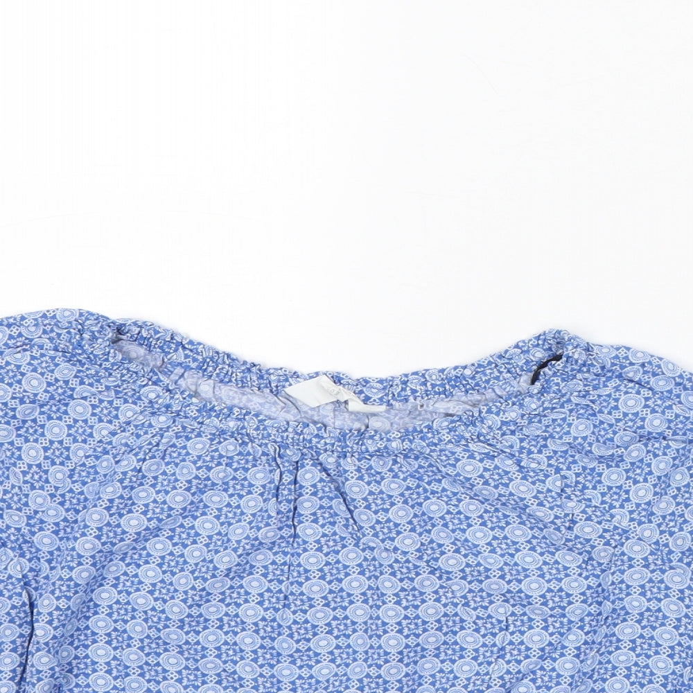 H&M Girls Blue Geometric  Cropped T-Shirt Size 10 Years