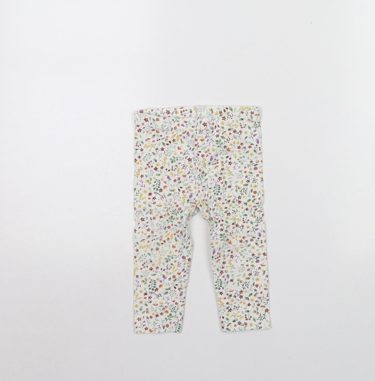 TU Girls White Spotted  Capri Leggings Size 9 Months  - Garden Print