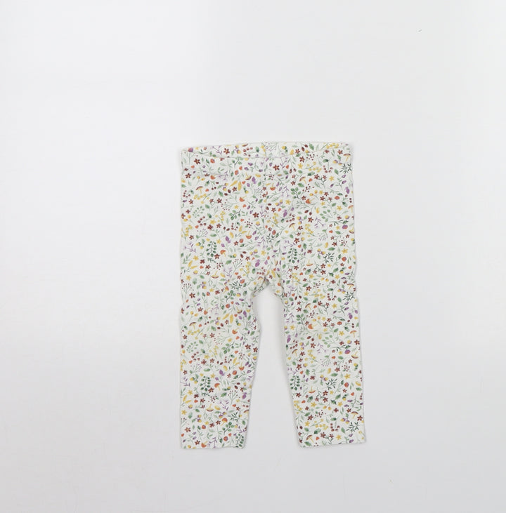 TU Girls White Spotted  Capri Leggings Size 9 Months  - Garden Print