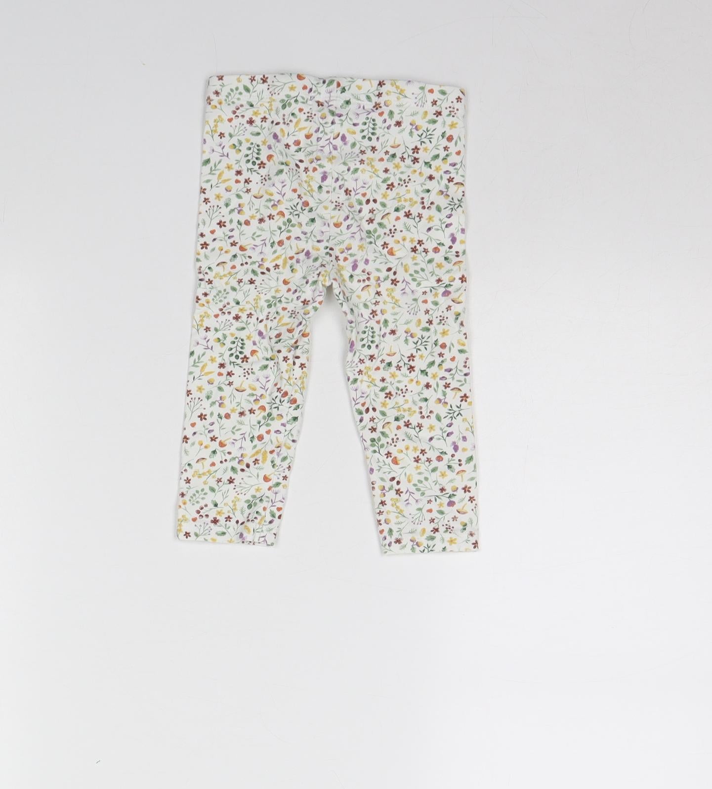 TU Girls White Spotted  Capri Leggings Size 9 Months  - Garden Print