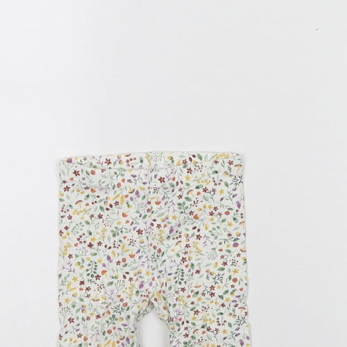 TU Girls White Spotted  Capri Leggings Size 9 Months  - Garden Print
