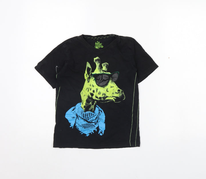 Preworn Boys Black   Basic T-Shirt Size 7 Years  - Giraffe
