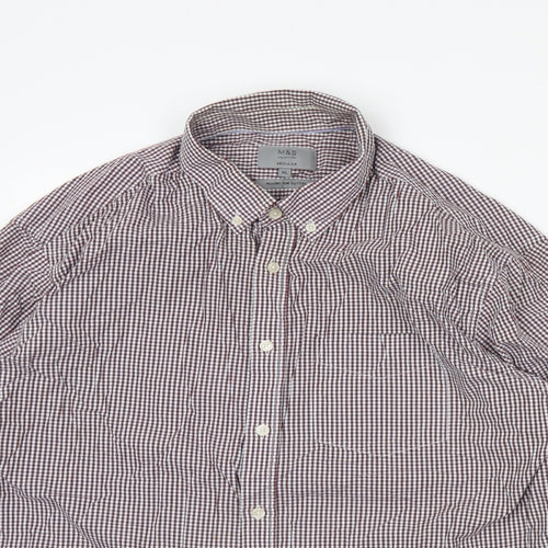 M&S Mens Red Check   Dress Shirt Size XL