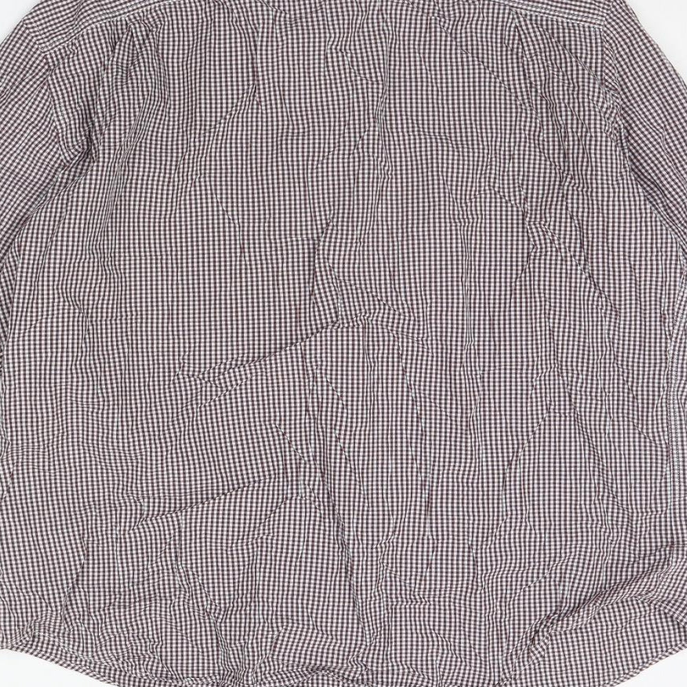 M&S Mens Red Check   Dress Shirt Size XL